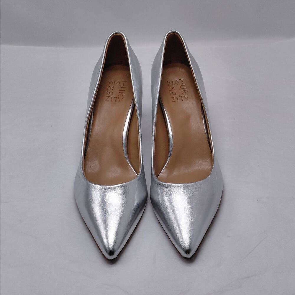 Naturalizer Women's Pumps Size 8.5M Silver Metallic Leather Pointed Toe Heels - Picture 3 of 16